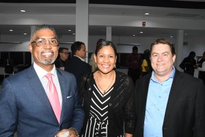 Immediate Past President of the Jamaica Chamber of Commerce (JCC), Michael McMorris, Leesa Kow, Managing Director, JN Bank and Chair of the Caribbean Association of Banks, and JCC President, Phillip Ramson share a moment